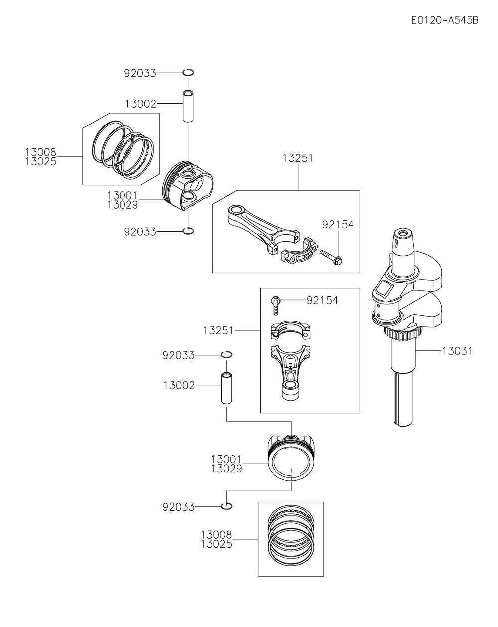 Piston And Crankshaft Diagram and Parts List for FS600V-DS34  Cub Cadet Engine